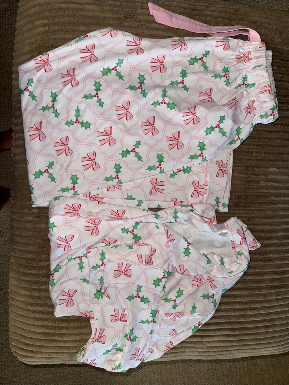 Cecil And Lou Holly And Bow Knit Pajamas Size Medium